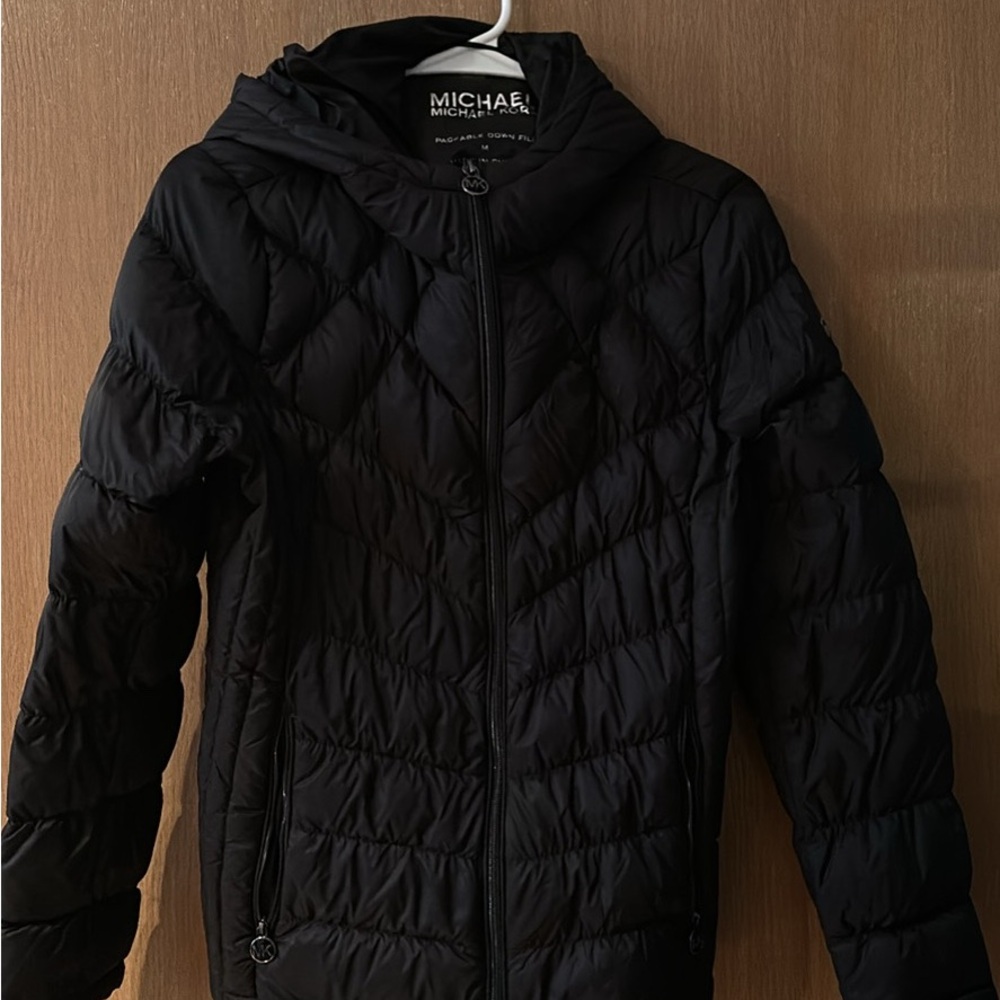 Michael Kors Black Hooded Puffer Jacket